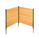 Wood Privacy Fence, 38" W x 42" L, 2 Panel Solid Air Conditioner Fence Screen, Pool Equipment Enclosure with Metal Stakes, Easy DIY Installation, Outdoor Trash Can Hider for Garden Decoration